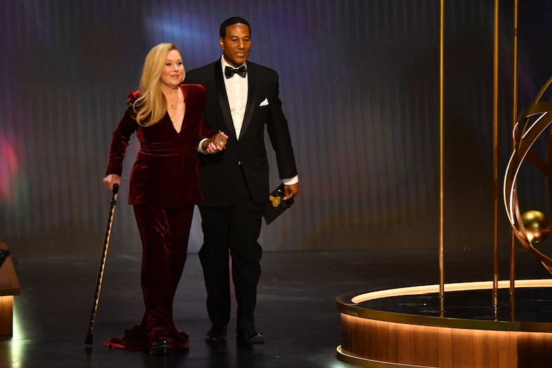 Christina Applegate arriving onstage during the 75th Emmy Awards in Los Angeles, 2024.