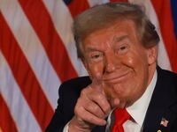 Donald Trump attends an Oct. 7 remembrance event at the Trump National Doral Golf Club on Oct. 7, 2024, in Doral, Florida.