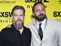 Matt Damon, Ben Affleck at the "The Accountant 2" Premiere during the SXSW Conference & Festivals at the Paramount Theatre on March 8, 2025 in Austin, Texas.