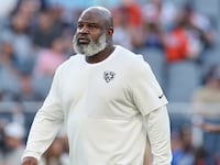Eric Bieniemy at a 2025 preseason game