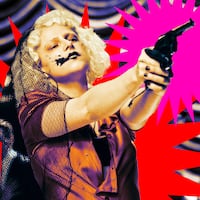 A photo illustration of Jessie Buckley as The Bride in Warner Bros. The Bride.