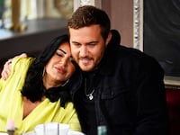 A photo including Mercedes “MJ” Javid, Peter Weber in the series Traitors on Peacock