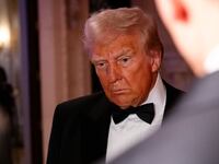 PALM BEACH, FLORIDA - DECEMBER 31: U.S. President-elect Donald Trump arrives to deliver remarks on New Year's Eve at his Mar-A-Lago Club on December 31, 2024 in Palm Beach, Florida. Trump continues to fill posts in his upcoming administration ahead of his January 20 inauguration