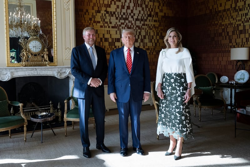 Donald Trump, Queen Máxima, and King Willem-Alexander.