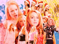 A photo illustration of the cast and scenes from 2004 Mean Girls.
