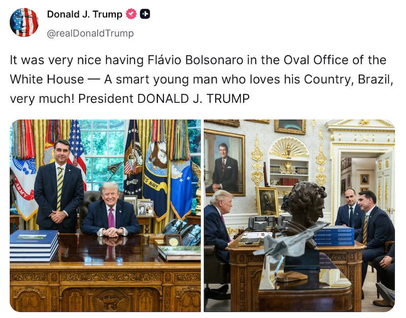 Donald Trump shares his support for a Brazilian politician.