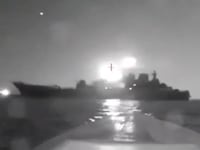 Footage apparently showing a Ukraine surface drone striking the Russian warship Olenegorsky Gornyak in Novorossiysk naval base, Russia.