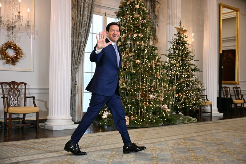 US Secretary of State Marco Rubio arrives ahead a meeting with Paraguay's Foreign Minister Ruben Ramirez Lezcano at the State Department in Washington, DC on December 15, 2025.