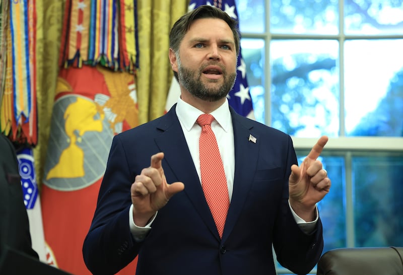 Vice President JD Vance speaks in the Oval Office at the White House.