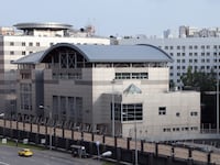 An aerial view of the Main Directorate of the General Staff of the Armed Forces building, also known as the Main Intelligence Directorate, or GRU, July 06, 2023, in Moscow, Russia.