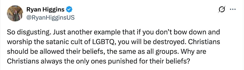 Pentagon religious adviser Ryan Higgins