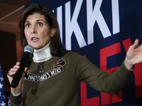 Nikki Haley speaks during a campaign event in Davenport, Iowa.