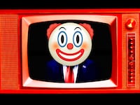 A photo illustration of the White House's Donald Trump ad with a clown emoji.