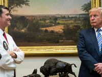 President Donald Trump looks to White House physician Ronny Jackson