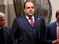 Boris Epshteyn, advisor to former U.S. President Donald Trump, returns to the courtroom after a break during Trump's hush money trial at Manhattan Criminal Court on May 20, 2024 in New York City.