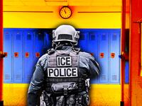 ICE police a high school. photo illustration