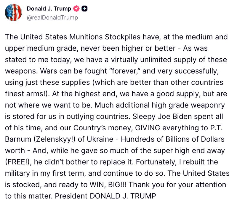 Donald Trump makes another post about his Iran war.