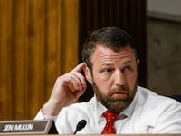 WASHINGTON, DC - MARCH 29: Sen. Markwayne Mullin (R-OK) speaks during a Senate Health, Education, Labor, and Pensions Committee hearing featuring former Starbucks CEO Howard Schultz in the Dirksen Senate Office Building on Capitol Hill on March 29, 2023 in Washington, DC.