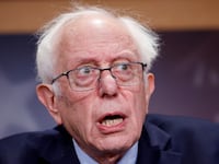 Senator Bernie Sanders speaks at a news conference on restricting arms sales to Israel at the U.S. Capitol on November 19, 2024.