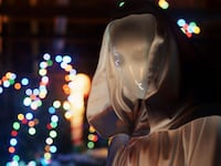 A photo including a still from Tyler MacIntyre’s “It’s a Wonderful Knife.”