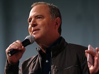 Democratic Senate candidate U.S. Rep. Adam Schiff (D-CA) speaks during a Get Out the Vote meet and greet at IATSE Local 80 on March 4, 2024, in Burbank, California.