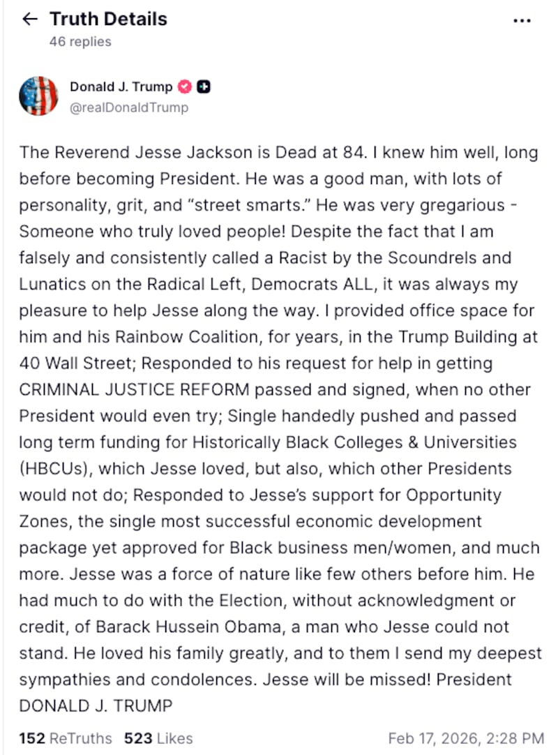 Donald Trump's Truth Social post