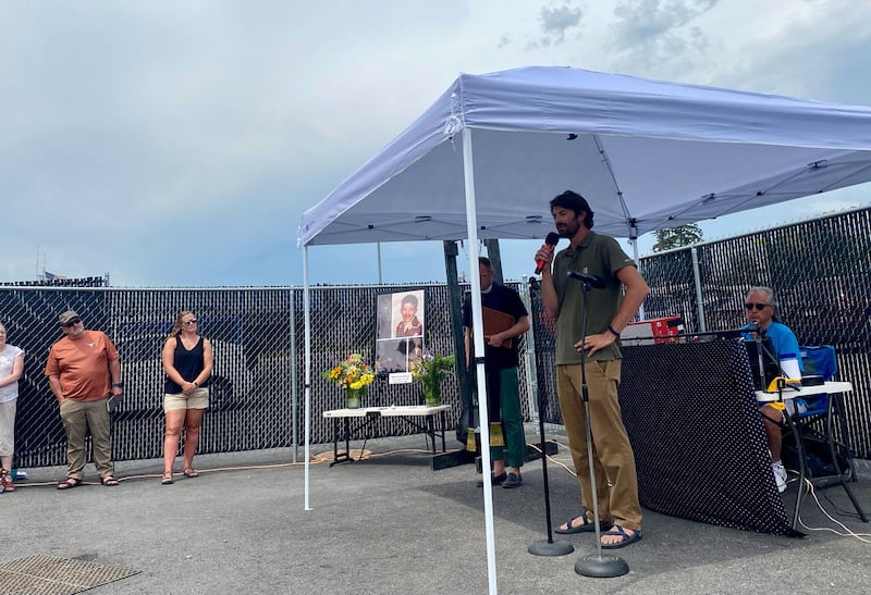 A picture from the memorial service for Scott Bryan.