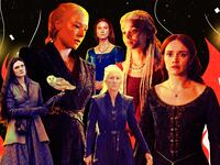 A photo illustration of the cast of women from House of the Dragon.