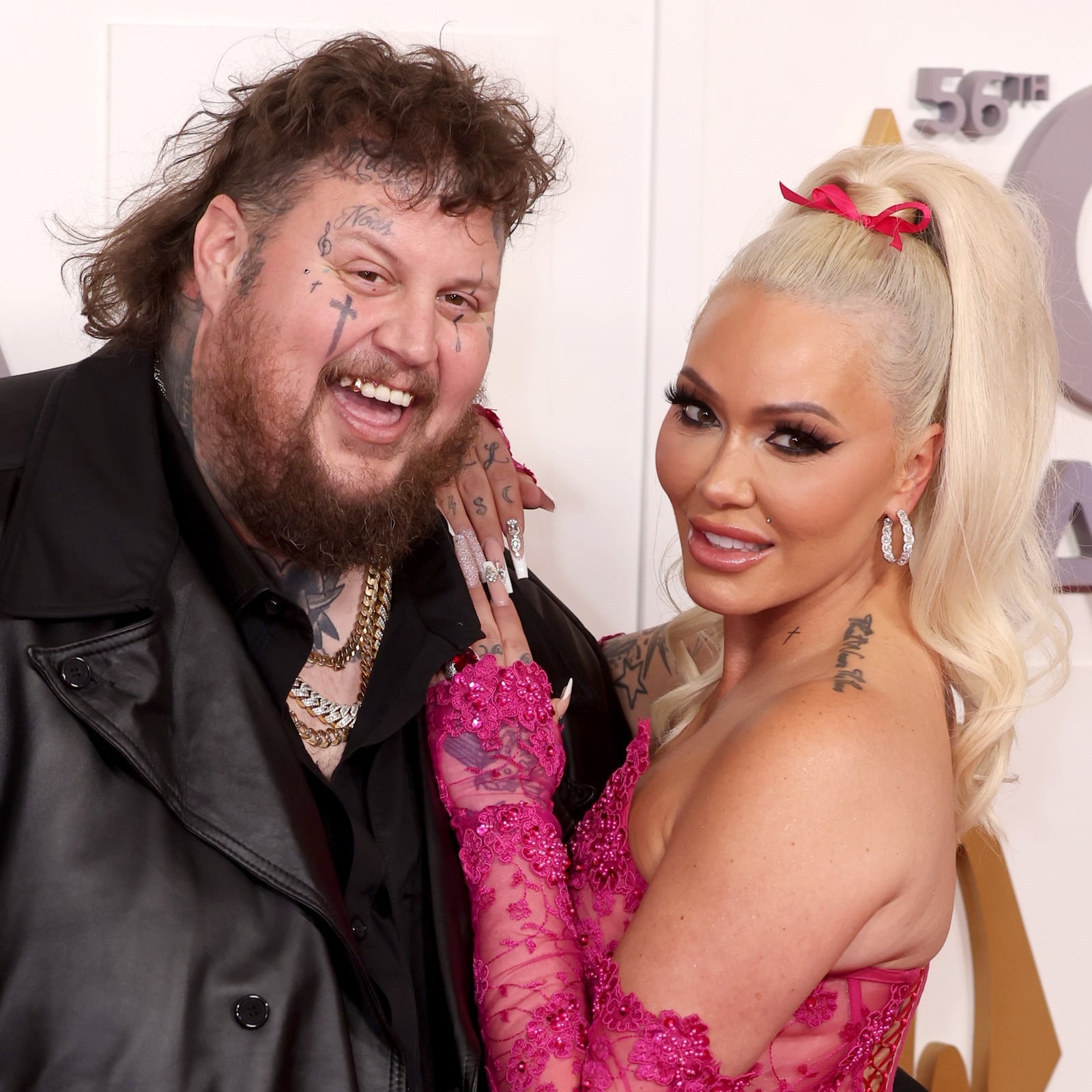 Jelly Roll and Bunnie Xo attend The 56th Annual CMA Awards at Bridgestone Arena on November 09, 2022 in Nashville, Tennessee.