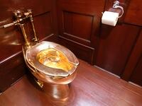 The toilet on display in the palace before it was stolen.