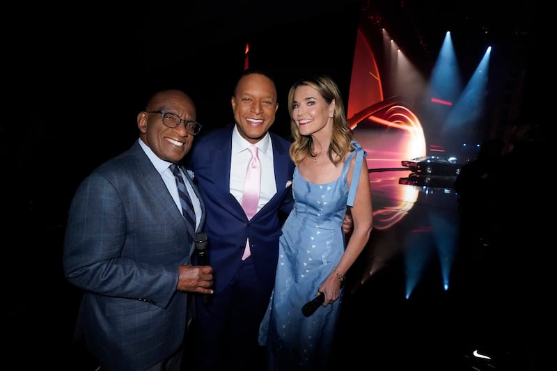 NBCUNIVERSAL UPFRONT EVENTS -- 2026 NBCUniversal Upfront -- Pictured: (l-r) Al Roker, Craig Melvin, Savannah Guthrie of "TODAY" backstage at the Radio City Music Hall in New York City on Monday, May 11, 2026 -- (Photo by: Heidi Gutman/NBCUniversal via Getty Images)