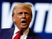 Donald Trump speaks during a campaign rally.