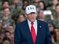 YOKOSUKA, JAPAN - OCTOBER 28: U.S. President Donald Trump speaks to troops aboard USS George Washington on October 28, 2025 in Yokosuka, Japan. Trump is visiting Japan, fresh off an appearance at the ASEAN summit in Malaysia, and will next travel to South Korea for the APEC meetings. (Photo by Tomohiro Ohsumi/Getty Images)