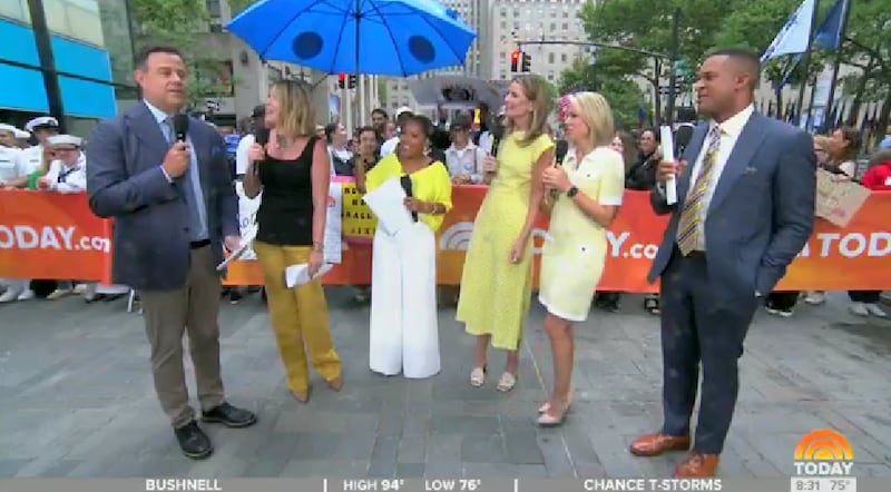 After the commercial break, Guthrie appeared in a matching yellow dress alongside her co-hosts.