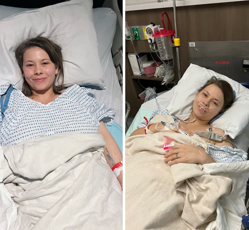 Bindi Irwin shared pictures from her hospital bed on Instagram.