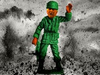 Donald Trump as a green toy soldier