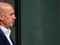 Former Spanish football federation president Luis Rubiales arrives at Spain's National High Court on September 15, 2023 in Madrid, Spain.