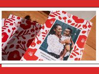 Holiday card featuring a photo of a family.