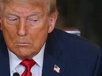 US President Donald Trump speaks during a multilateral lunch with visiting African Leaders in the State Dining Room of the White House in Washington, DC, on July 9, 2025.