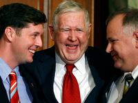 Former Reps. Patrick Murphy (D-PA), John P. Murtha (D-PA) and Tim Walz (D-MN) at a news conference