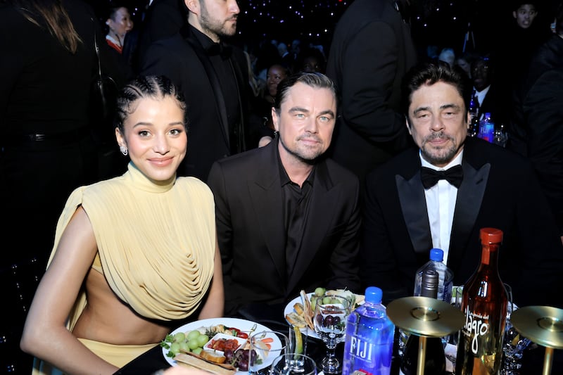 Chase Infiniti, Leonardo DiCaprio, and Benicio del Toro at the Annual Critics' Choice Awards in January 2026.