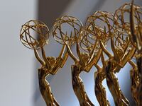 A photo of Emmy trophies.