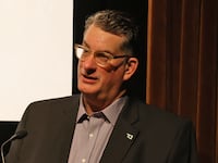 James Gordon Meek speaking at a documentary premiere in 2021.