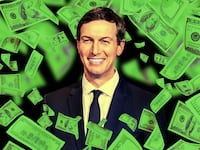 A photo illustration of Jared Kushner surrounded by money.