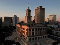 An aerial view of the Tennessee State Capitol building.