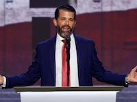 Donald Trump Jr., son of former U.S. President Donald Trump speaks on stage on the third day of the Republican National Convention at the Fiserv Forum on July 17, 2024 in Milwaukee, Wisconsin.