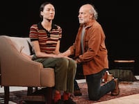 A photo including Peter Friedman in Job at SoHo Playhouse.