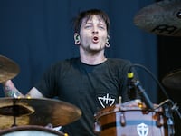 Drummer Daniel Williams of The Devil Wears Prada performs at the Rockstar Energy Drink Mayhem Festival at San Manuel Amphitheater