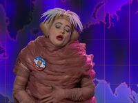 Sarah Sherman dressed as a worm on Saturday Night Live.