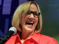 Miami Mayor-elect Eileen Higgins speaks to supporters as she celebrates her victory at her election night party held at the Miami Women's Club on December 09, 2025 in Miami, Florida.
